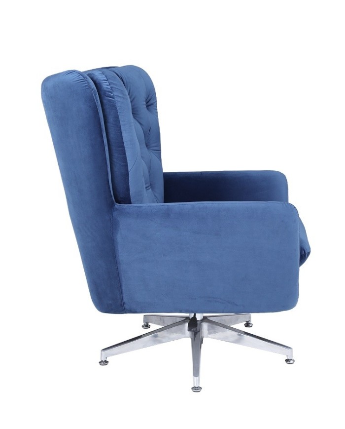 Sillón BÉCQUER, giratorio, regulable, tapizado velvet azul