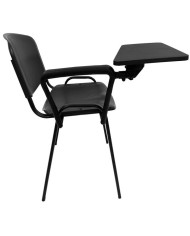 Silla NIZA con pala de escritura, asiento y respaldo plástico negro