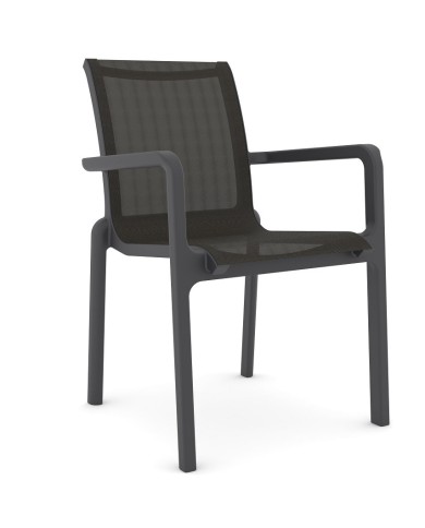 Sillón NEPTUNO, apilable, polipropileno y batyline antracita