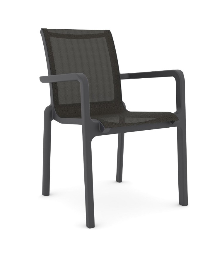 Sillón NEPTUNO, apilable, polipropileno y batyline antracita