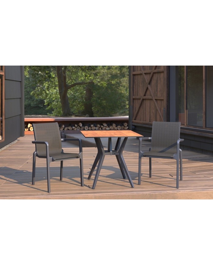 Sillón NEPTUNO, apilable, polipropileno y batyline antracita