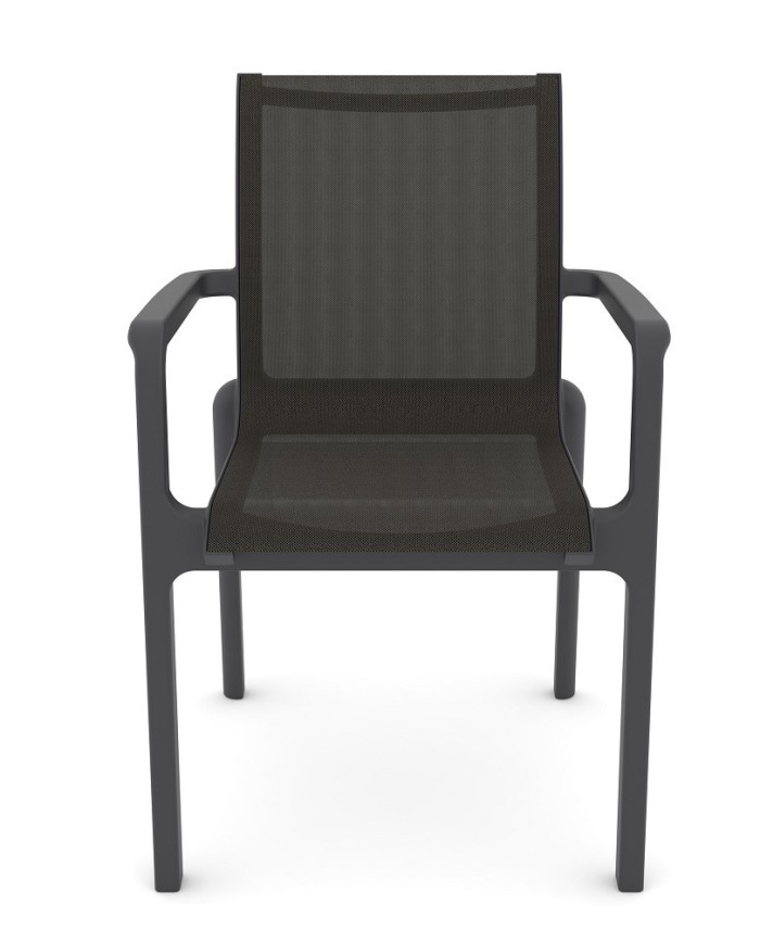 Sillón NEPTUNO, apilable, polipropileno y batyline antracita