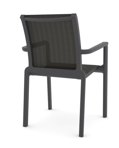 Sillón NEPTUNO, apilable, polipropileno y batyline antracita