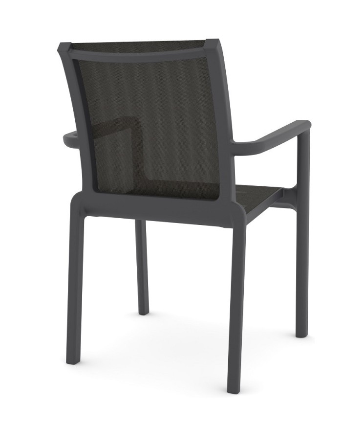 Sillón NEPTUNO, apilable, polipropileno y batyline antracita