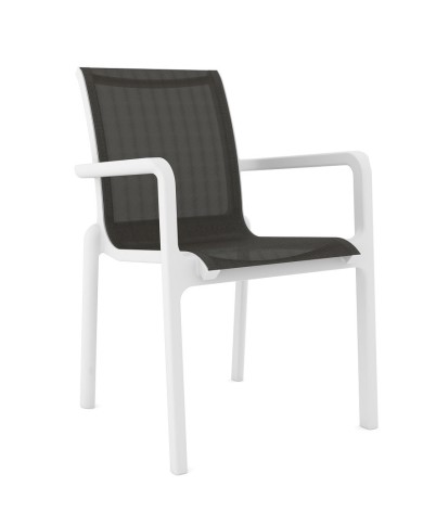 Sillón NEPTUNO, apilable, polipropileno blanco, batyline antracita
