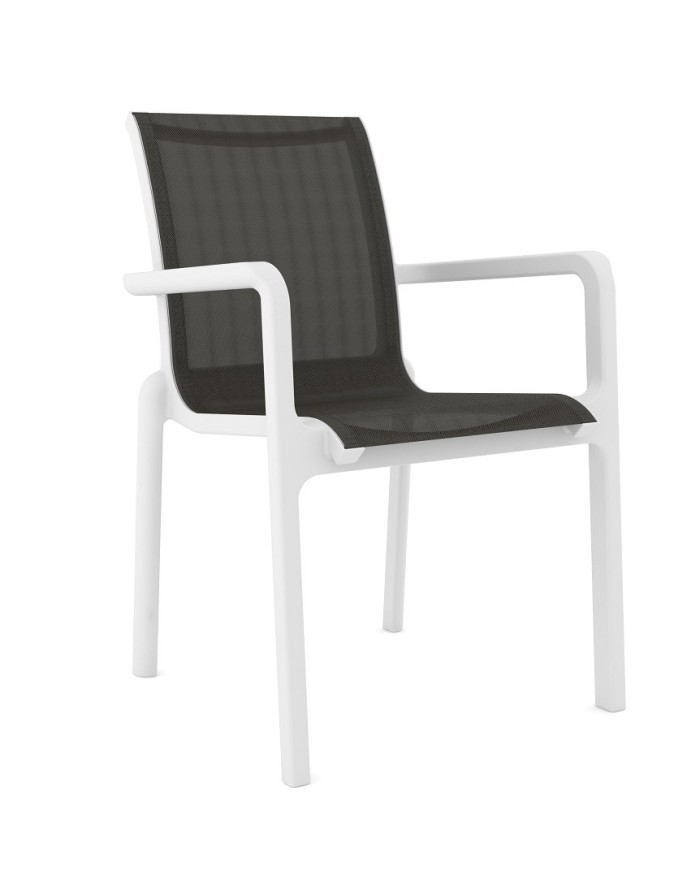 Sillón NEPTUNO, apilable, polipropileno blanco, batyline antracita