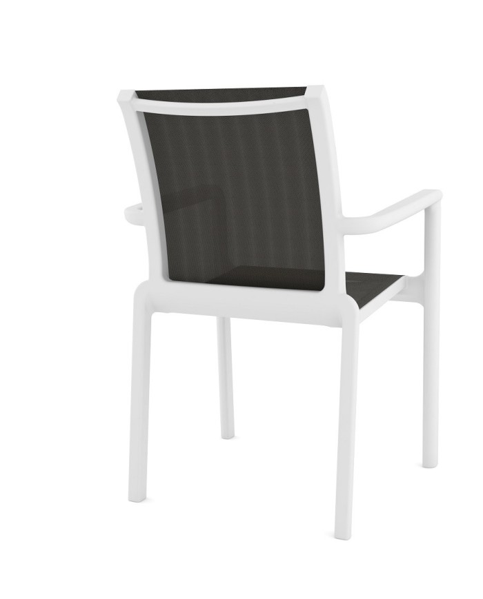 Sillón NEPTUNO, apilable, polipropileno blanco, batyline antracita
