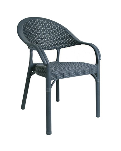 Sillón TORREMOLINOS, apilable, patas metálicas, polipropileno gris azulado