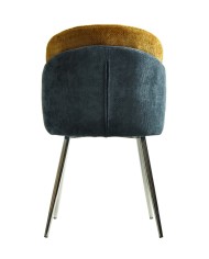 Silla DRESDE, cromada, tapizada chenilla azul y amarillo