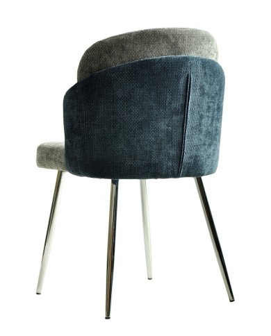 Silla DRESDE, cromada, tapizada chenilla azul y gris claro