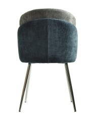 Silla DRESDE, cromada, tapizada chenilla azul y gris claro