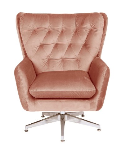Sillón BÉCQUER, giratorio, regulable, tapizado velvet rosa