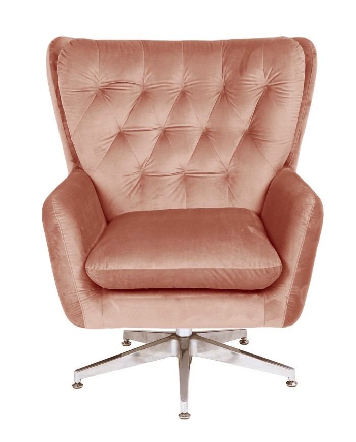 Sillón BÉCQUER, giratorio, regulable, tapizado velvet rosa