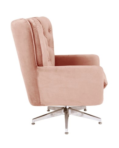 Sillón BÉCQUER, giratorio, regulable, tapizado velvet rosa