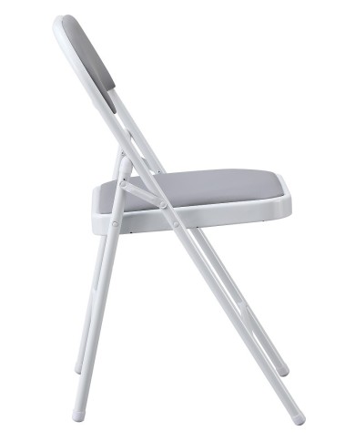 Silla SMART, plegable, metal, epoxi blanco, vinilo gris claro