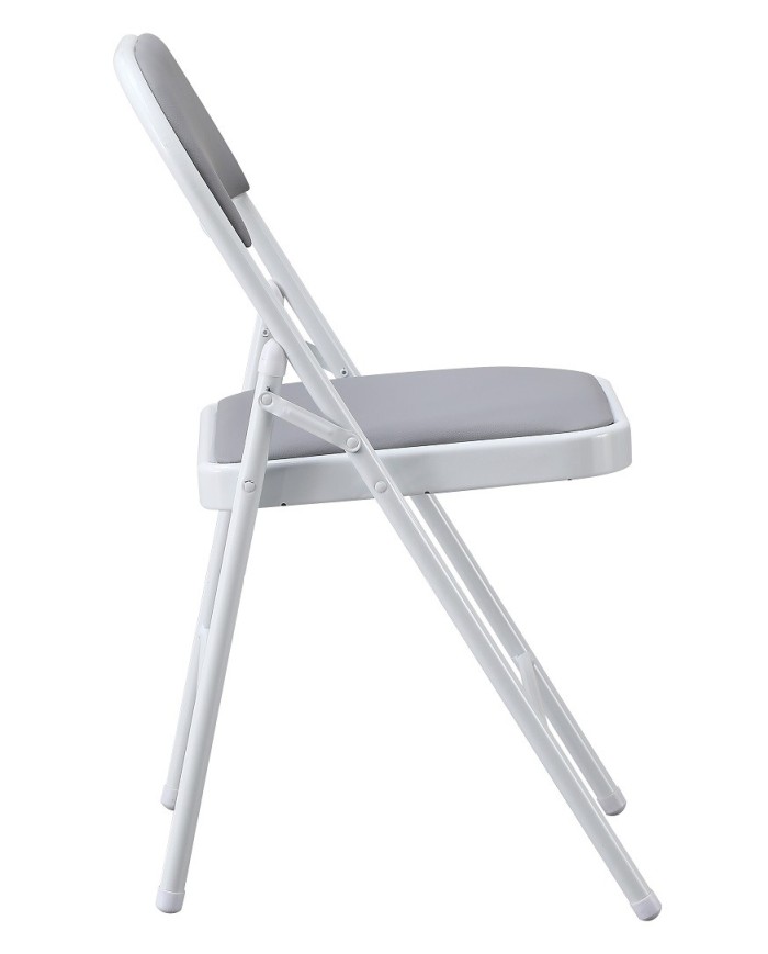 Silla SMART, plegable, metal, epoxi blanco, vinilo gris claro
