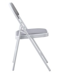 Silla SMART, plegable, metal, epoxi blanco, vinilo gris claro