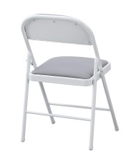 Silla SMART, plegable, metal, epoxi blanco, vinilo gris claro