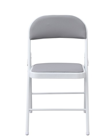 Silla SMART, plegable, metal, epoxi blanco, vinilo gris claro