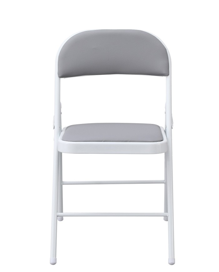 Silla SMART, plegable, metal, epoxi blanco, vinilo gris claro