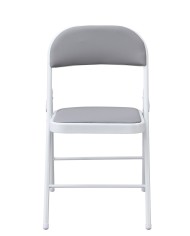 Silla SMART, plegable, metal, epoxi blanco, vinilo gris claro