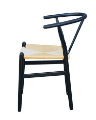 Silla WISH, madera de haya, negro, fibra trenzada