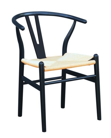 Silla WISH, madera de haya, negro, fibra trenzada