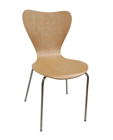 Silla JACOBO, apilable, cromada, acabado natural