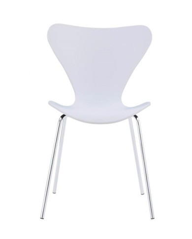 Silla JACOBO, apilable, cromada, acabado lacado blanco