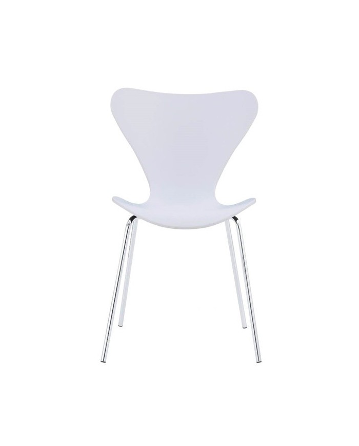 Silla JACOBO, apilable, cromada, acabado lacado blanco
