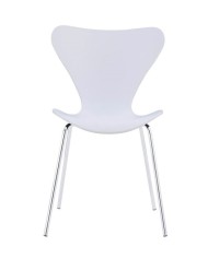 Silla JACOBO, apilable, cromada, acabado lacado blanco