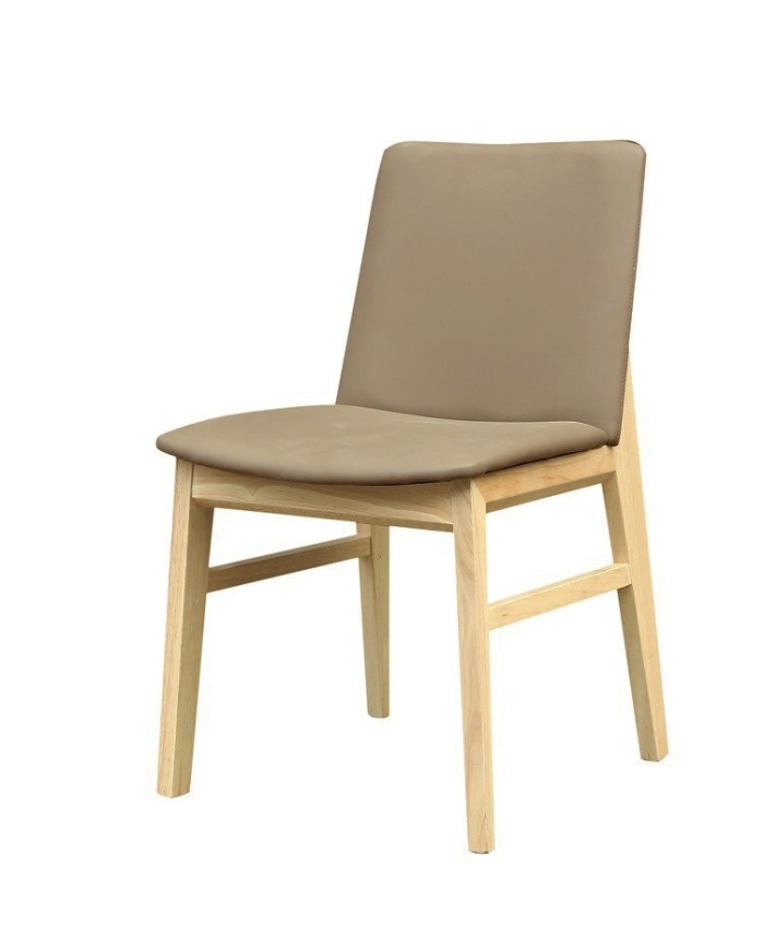 Silla ALPES, madera de haya, natural, similpiel marrón