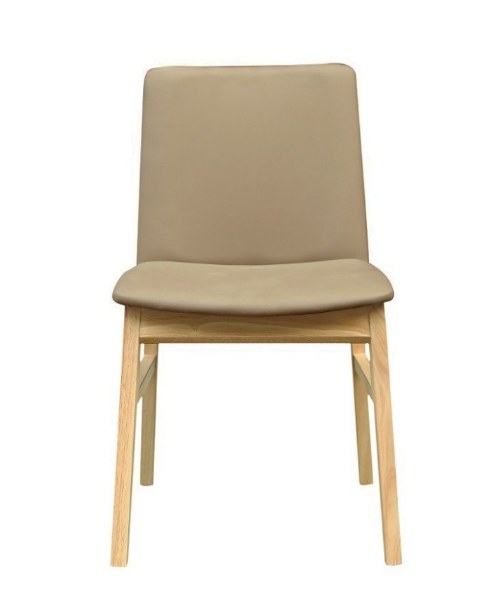 Silla ALPES, madera de haya, natural, similpiel marrón