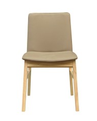 Silla ALPES, madera de haya, natural, similpiel marrón