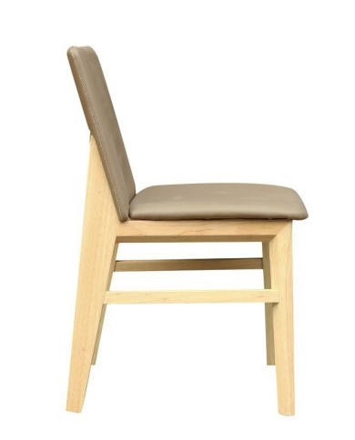 Silla ALPES, madera de haya, natural, similpiel marrón