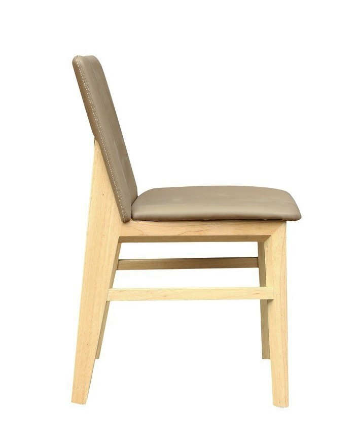 Silla ALPES, madera de haya, natural, similpiel marrón