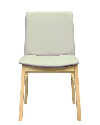 Silla ALPES, madera de haya, natural, similpiel gris