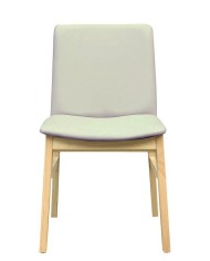 Silla ALPES, madera de haya, natural, similpiel gris