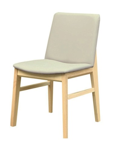 Silla ALPES, madera de haya, natural, similpiel gris