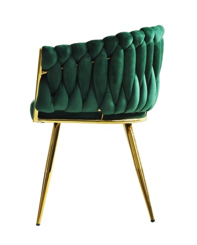 Sillón KING, metal dorado, tapizado velvet verde oscuro