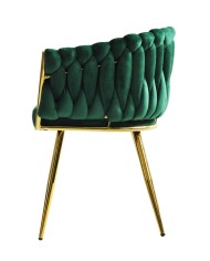 Sillón KING, metal dorado, tapizado velvet verde oscuro