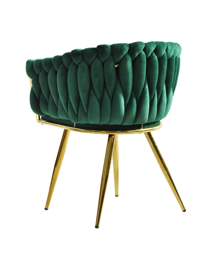 Sillón KING, metal dorado, tapizado velvet verde oscuro