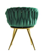 Sillón KING, metal dorado, tapizado velvet verde oscuro