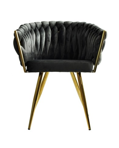 Sillón KING, metal dorado, tapizado velvet gris oscuro