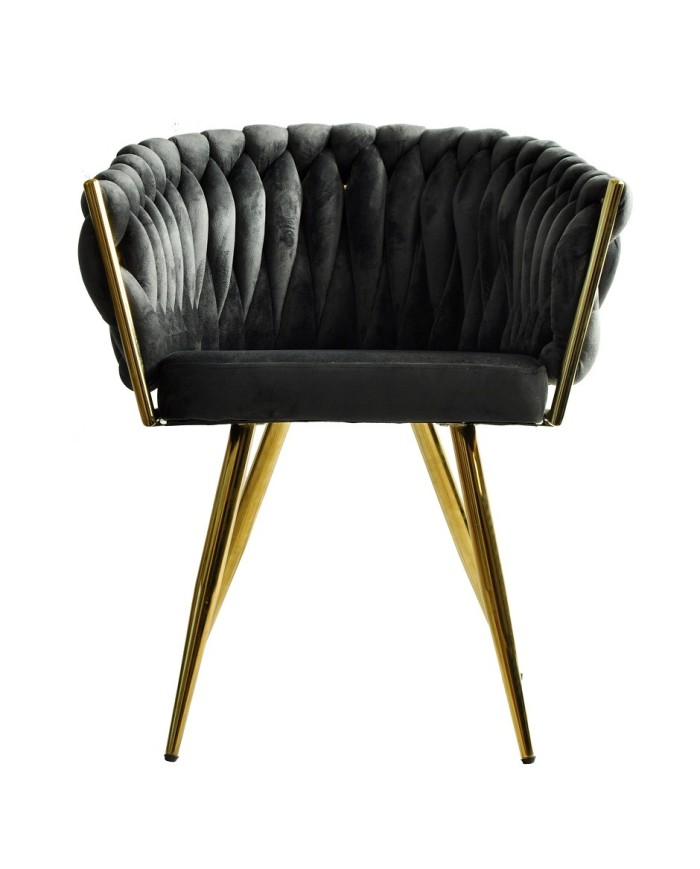 Sillón KING, metal dorado, tapizado velvet gris oscuro