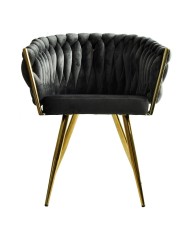 Sillón KING, metal dorado, tapizado velvet gris oscuro