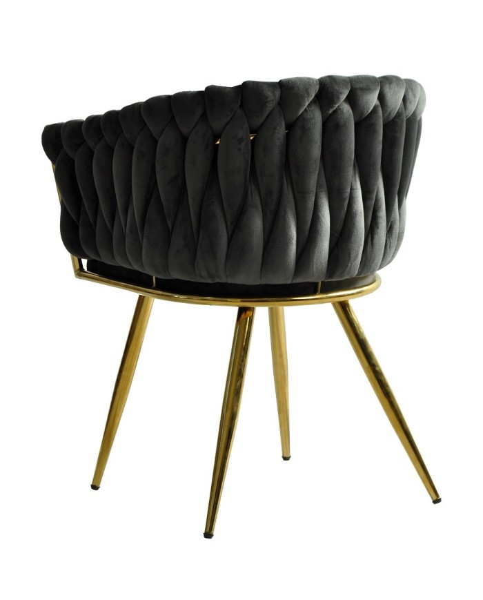 Sillón KING, metal dorado, tapizado velvet gris oscuro
