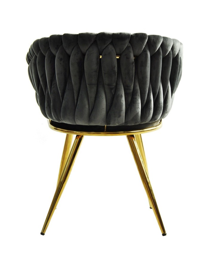 Sillón KING, metal dorado, tapizado velvet gris oscuro