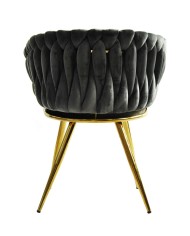 Sillón KING, metal dorado, tapizado velvet gris oscuro