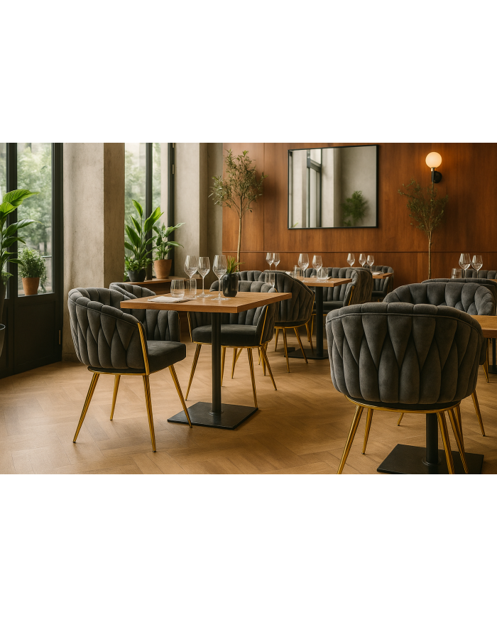 Sillón KING, metal dorado, tapizado velvet gris oscuro